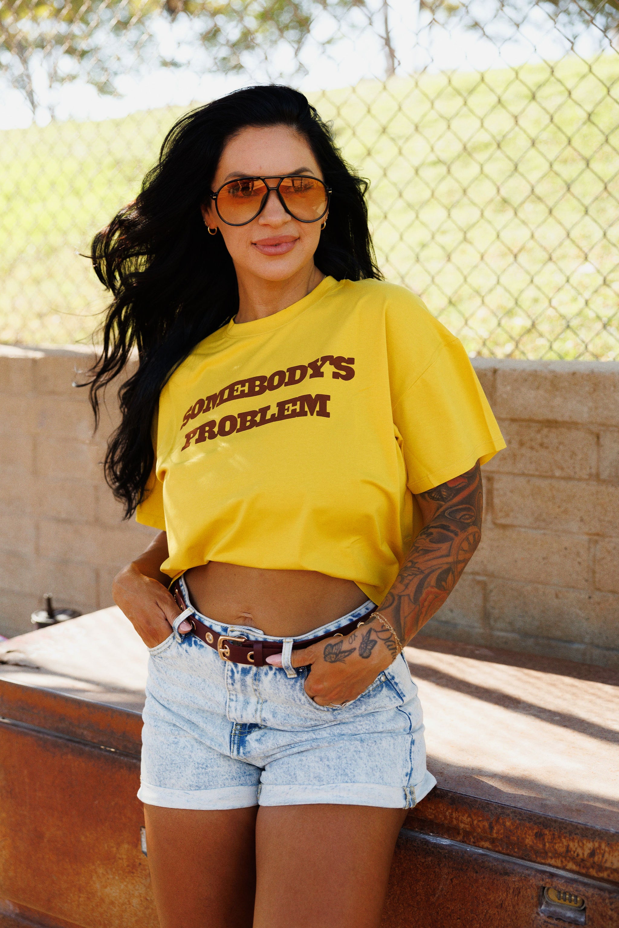 BALANCE TEE: SOMEBODYS PROBLEM (MUSTARD)