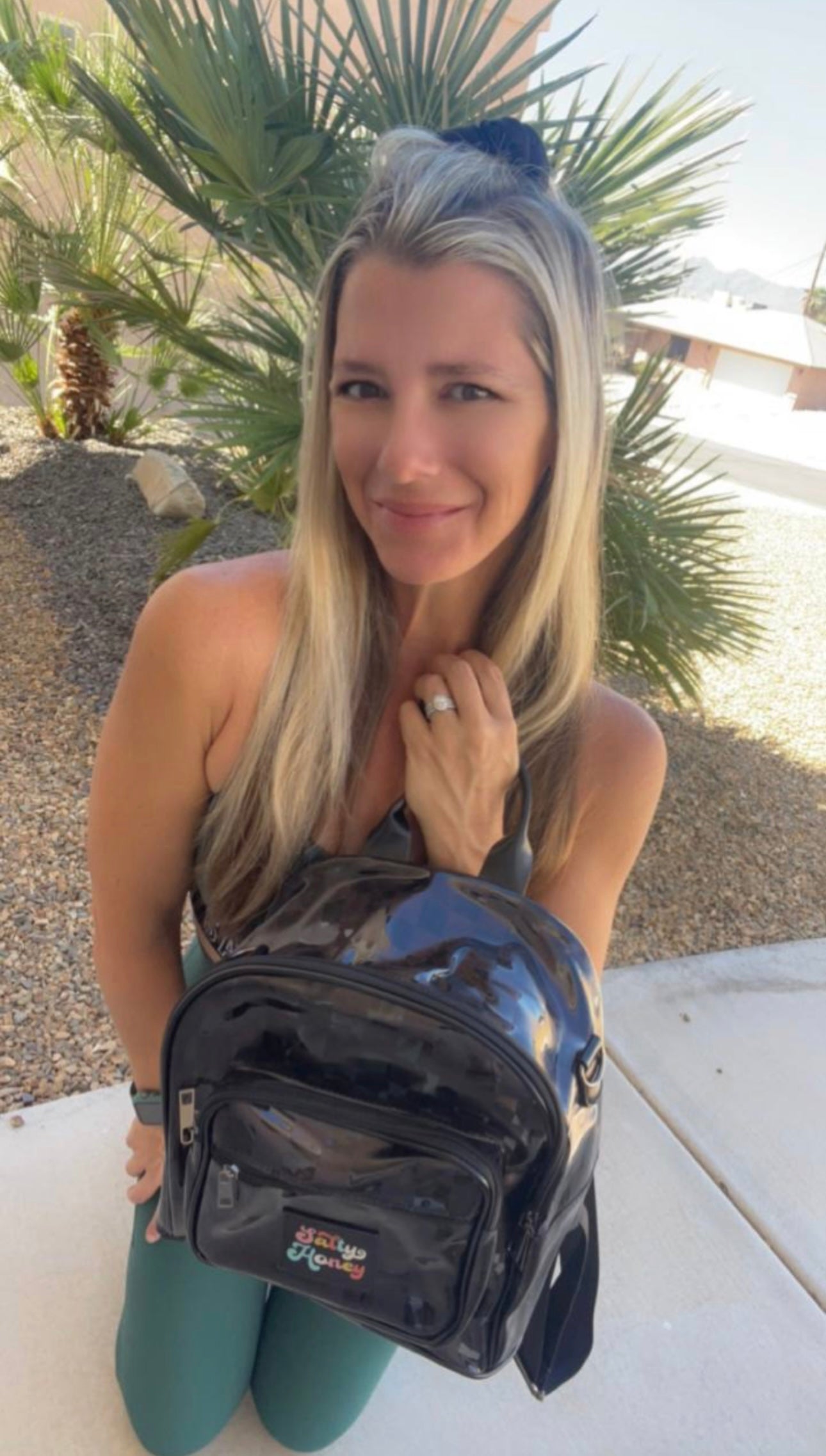 SEE THROUGH CHECKERED BACKPACK