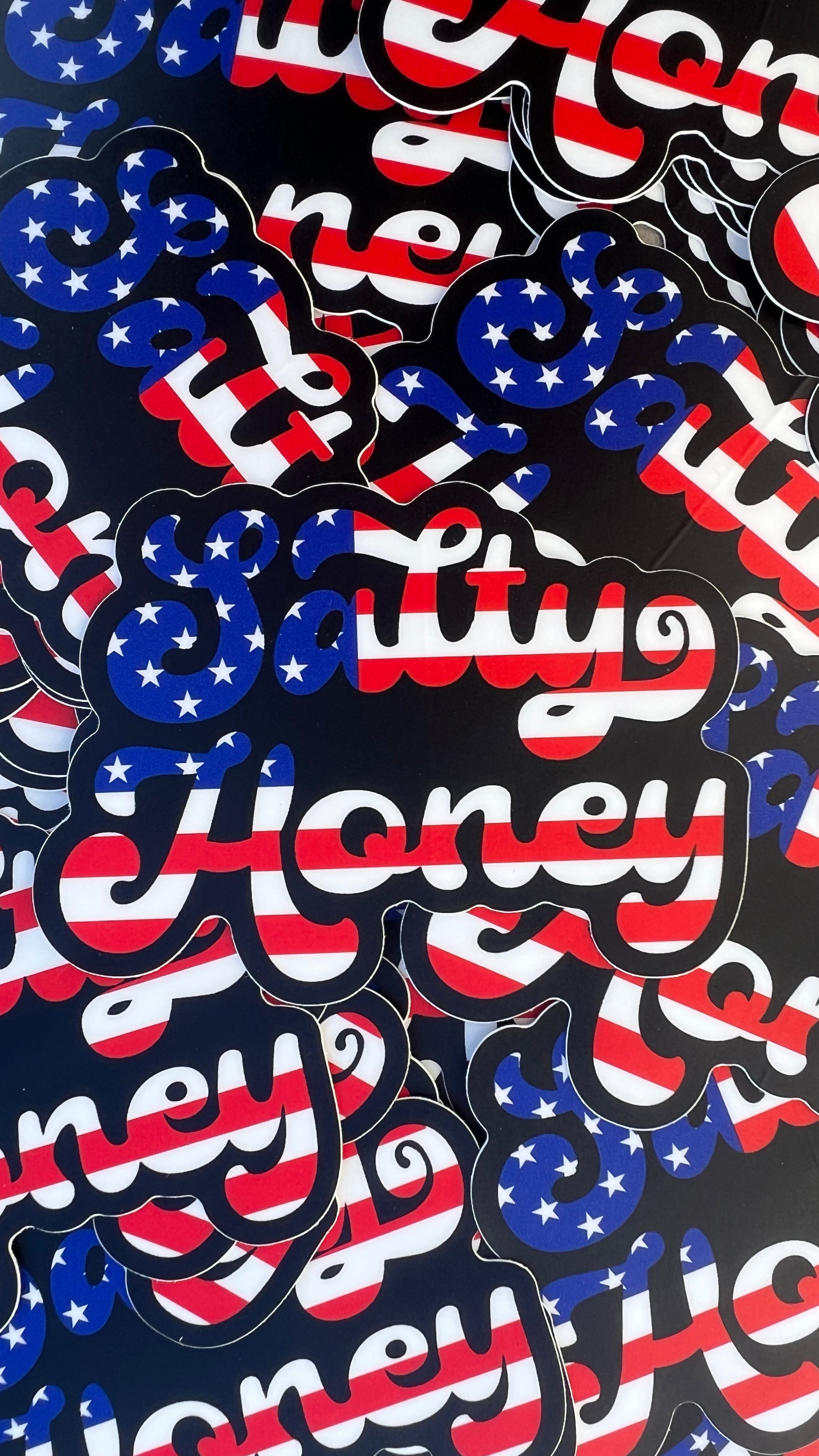 SALTY HONEY AMERICAN FLAG STICKER