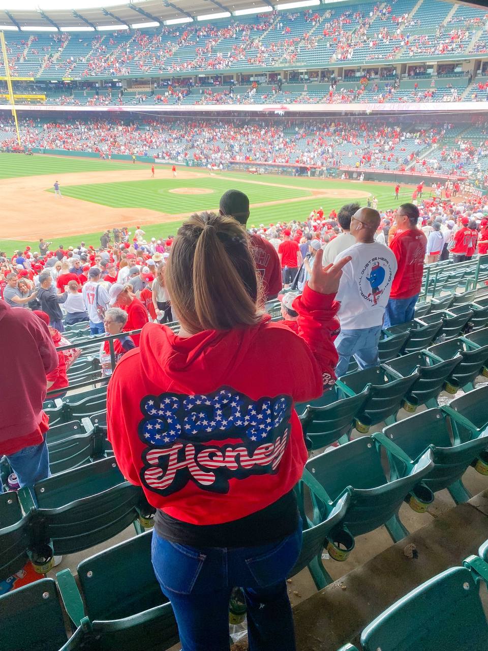 HOME OF THE FREE ZIP UP HOODIE RED