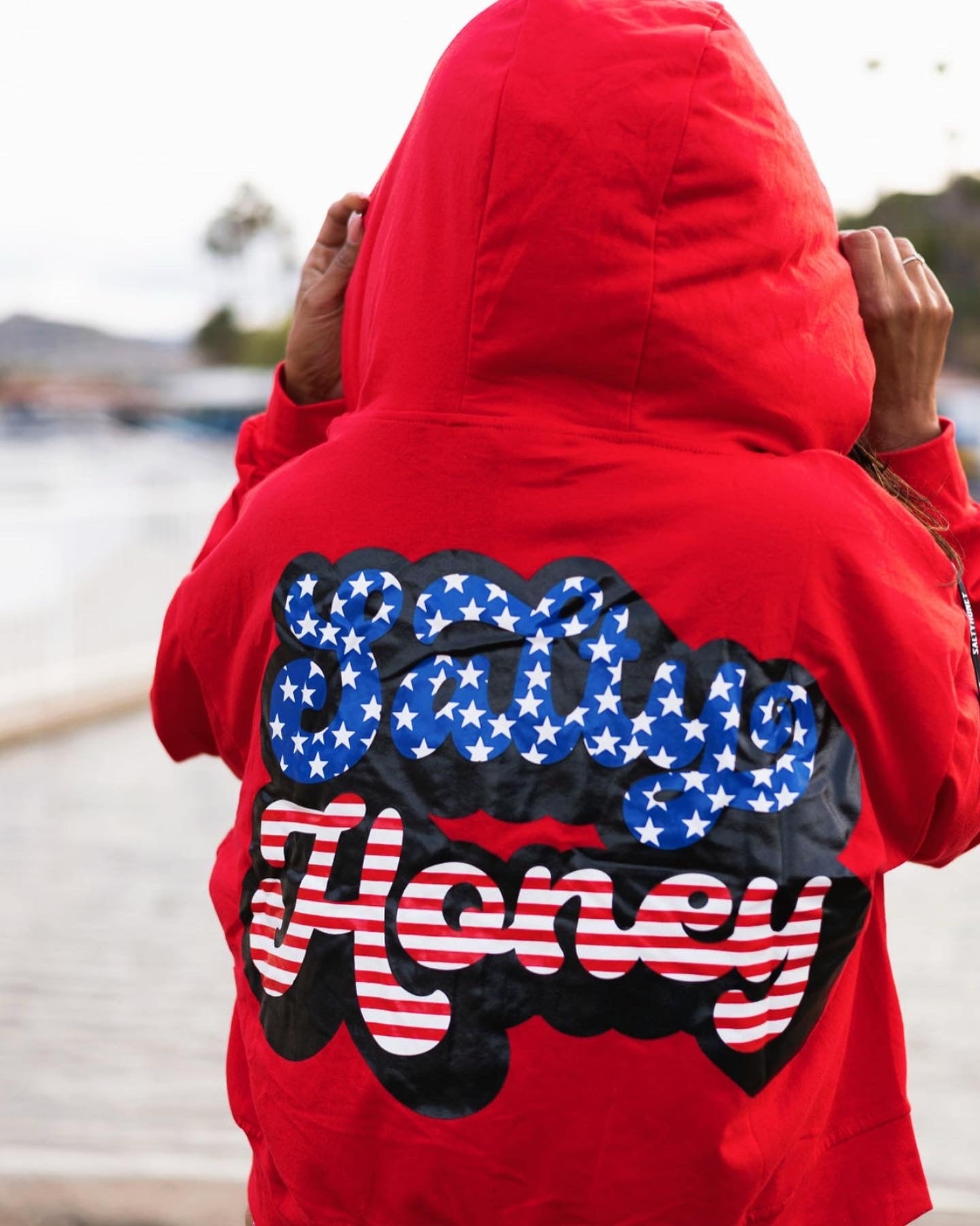 HOME OF THE FREE ZIP UP HOODIE RED