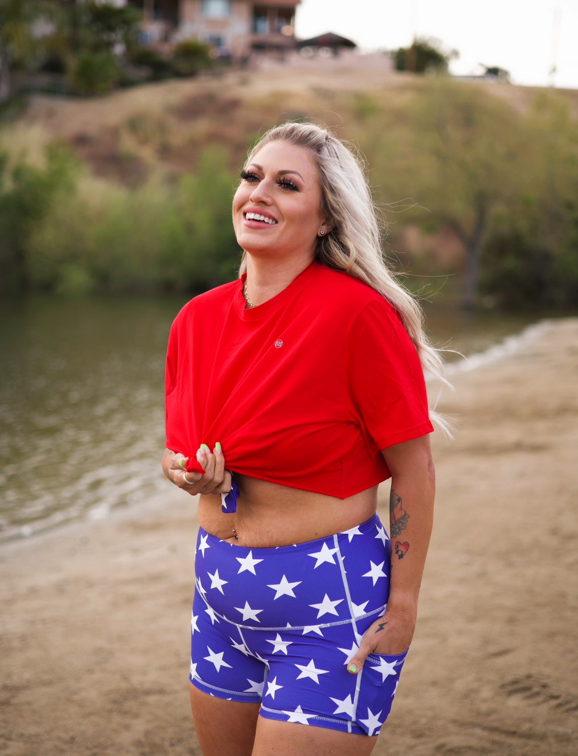FLY HIGH CROP TEE in RED *XL-3XL ONLY