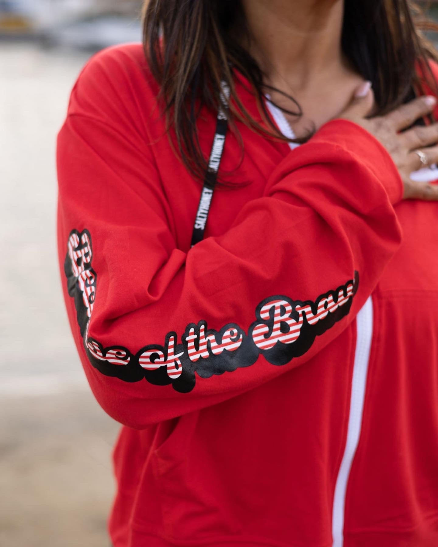 HOME OF THE FREE ZIP UP HOODIE RED