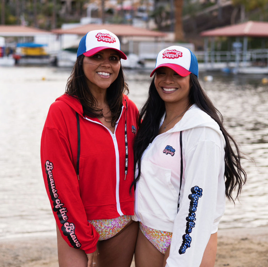 HOME OF THE FREE ZIP UP HOODIE RED