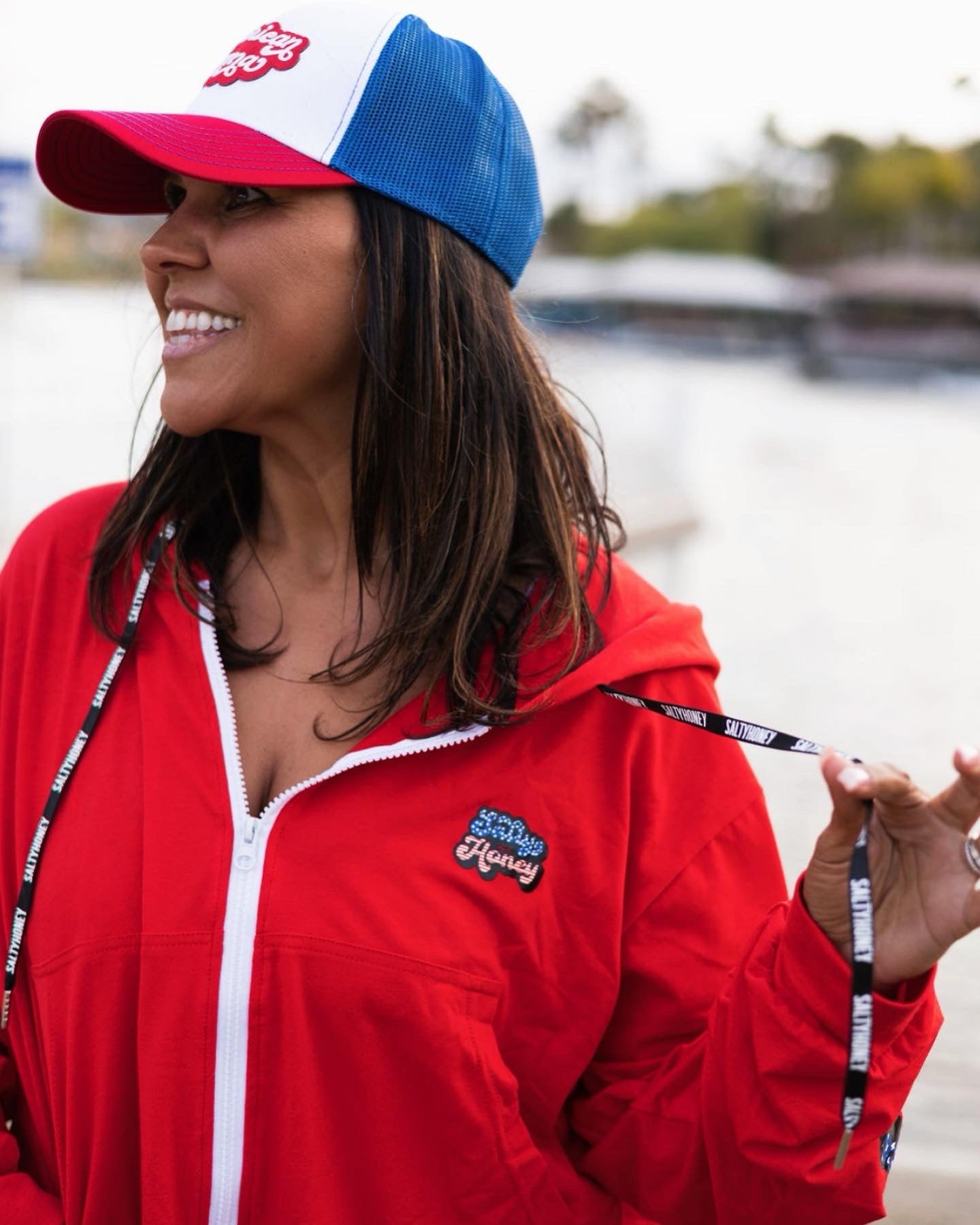 HOME OF THE FREE ZIP UP HOODIE RED