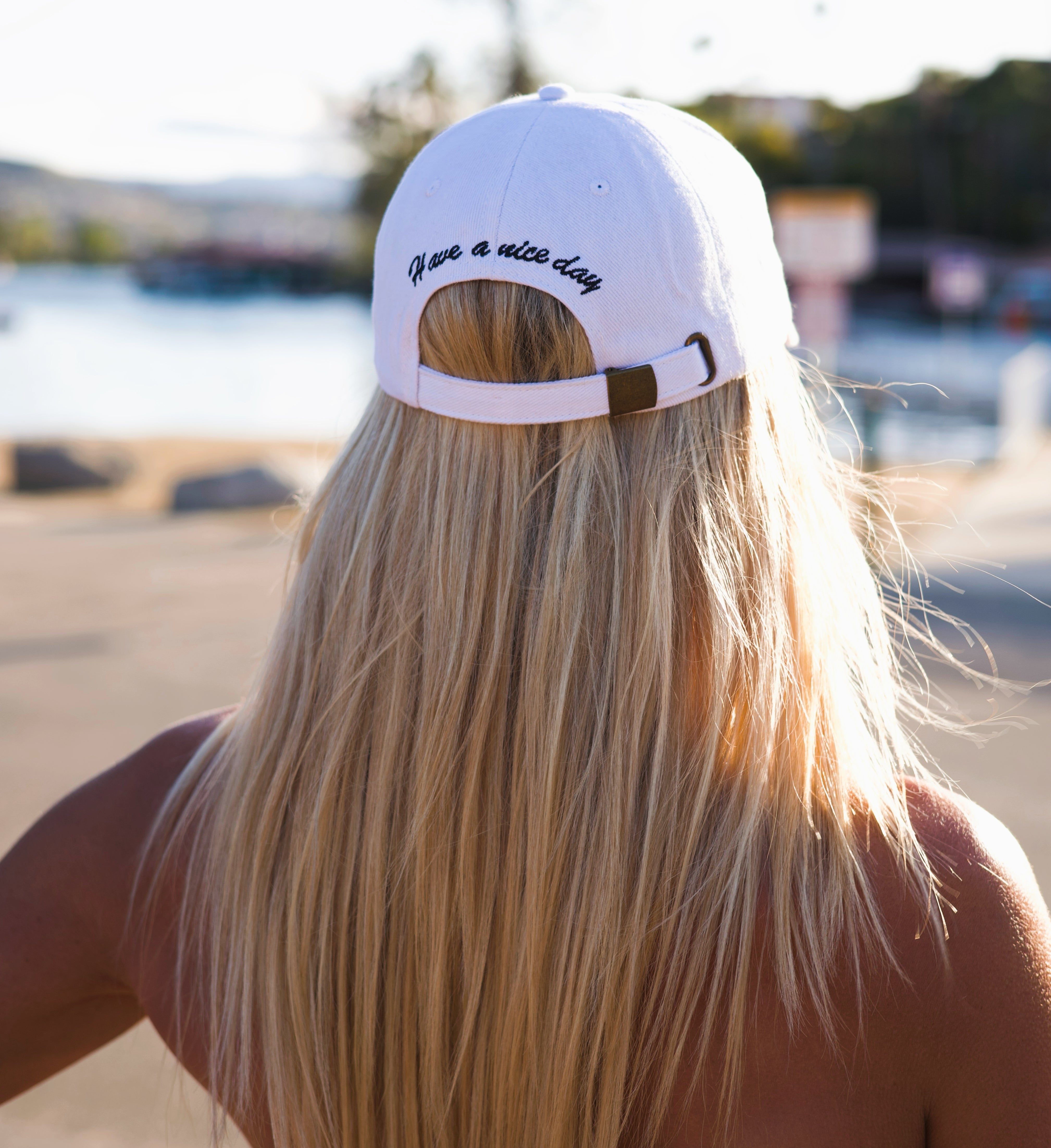 HAVE A NICE DAY Dad Hat in WHITE