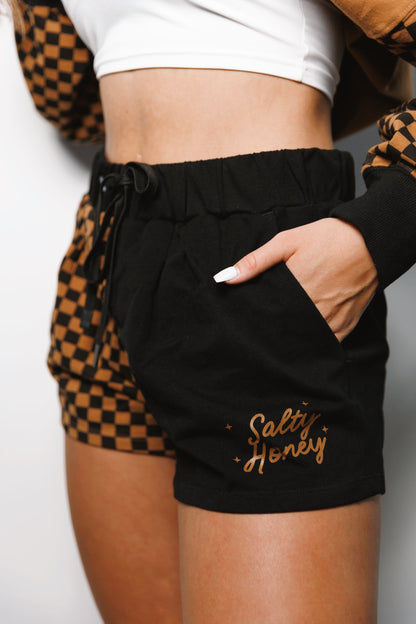 RALLY SHORT: BRWN BLCK CHECK