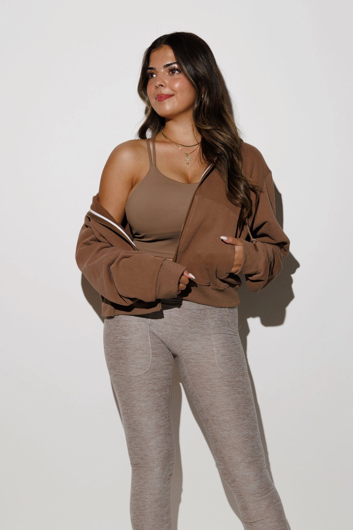 PIVOT ZIP UP in COFFEE