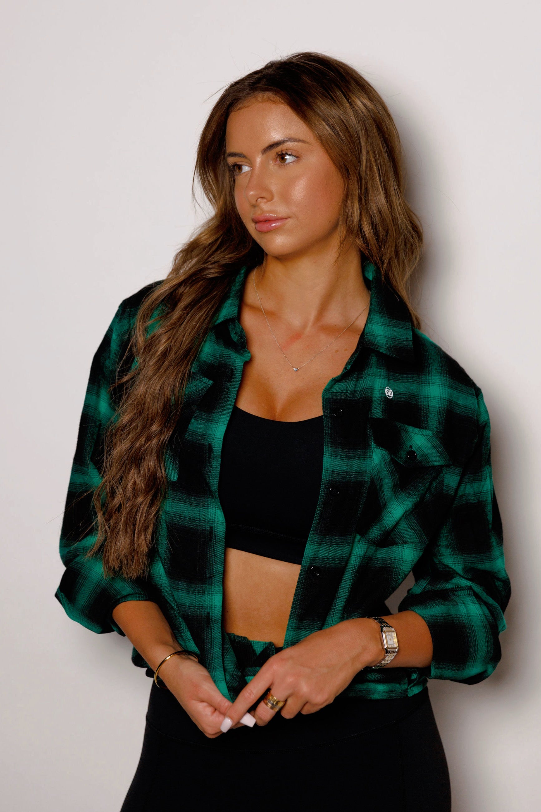 ALPHA OVERSIZED FLANNEL in GREEN/BLACK