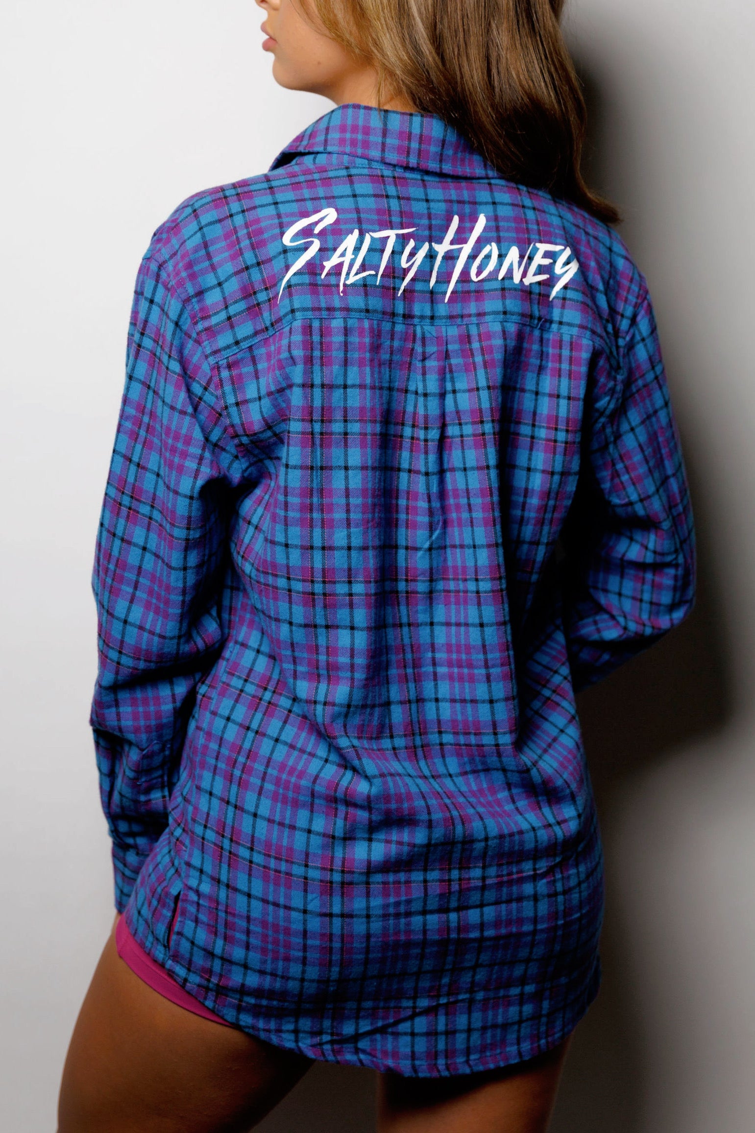 ALPHA OVERSIZED FLANNEL in BLUE/PURPLE