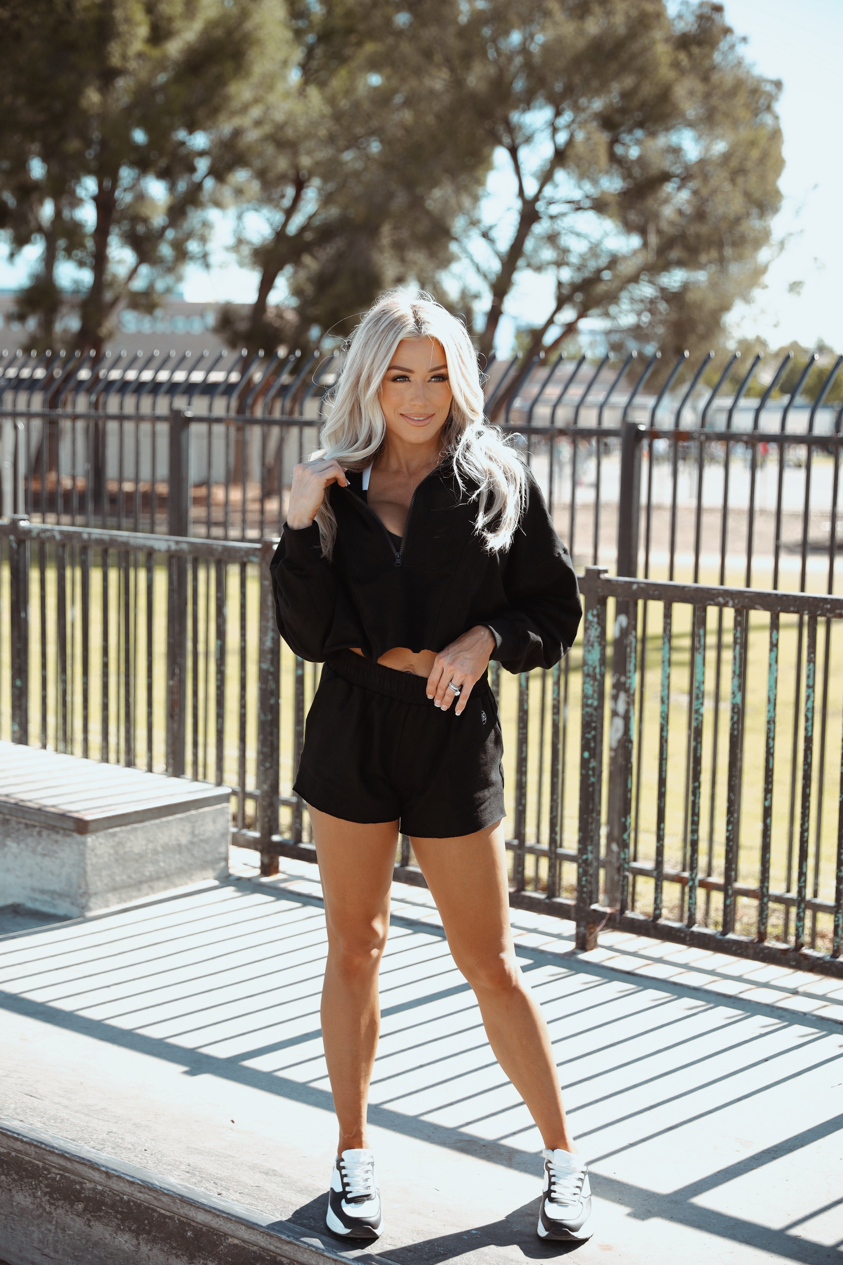 CONTENT CROPPED ZIP UP in BLACK
