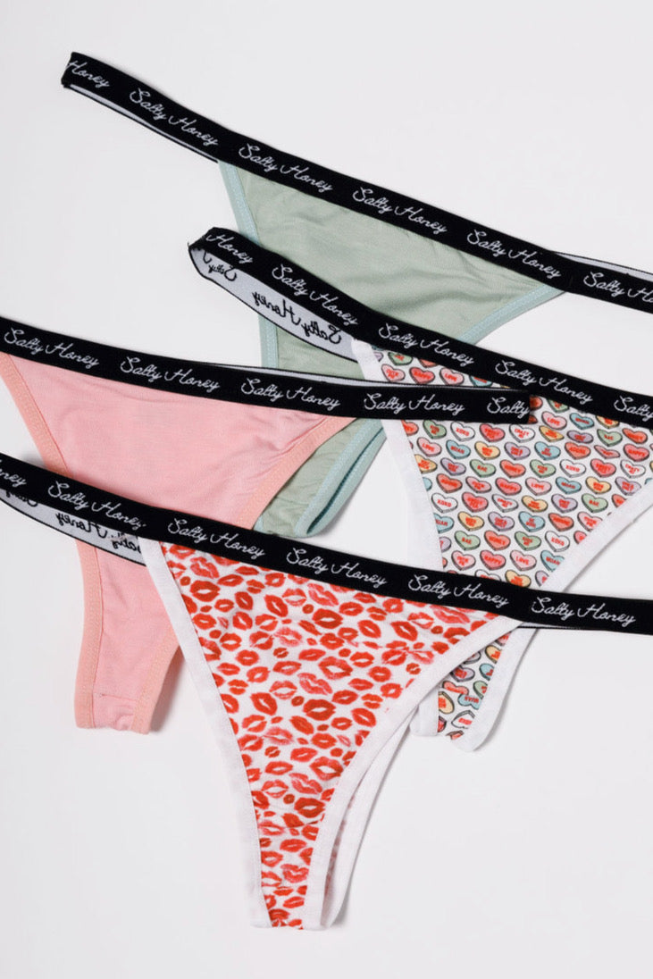 XXL ONLY | STRIPPED BANDED THONG (4 PACK) in XOXO