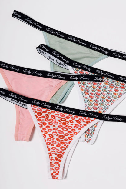 XXL ONLY | STRIPPED BANDED THONG (4 PACK) in XOXO