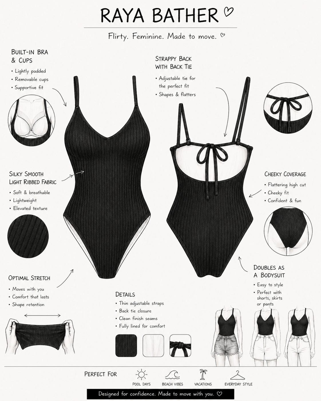 ✨ 3 LEFT: XS/S ✨ RAYA BATHER: BLCK