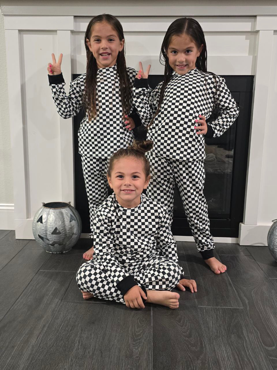 KIDS SWEET DREAM SET in BLACK & WHITE CHECKERED