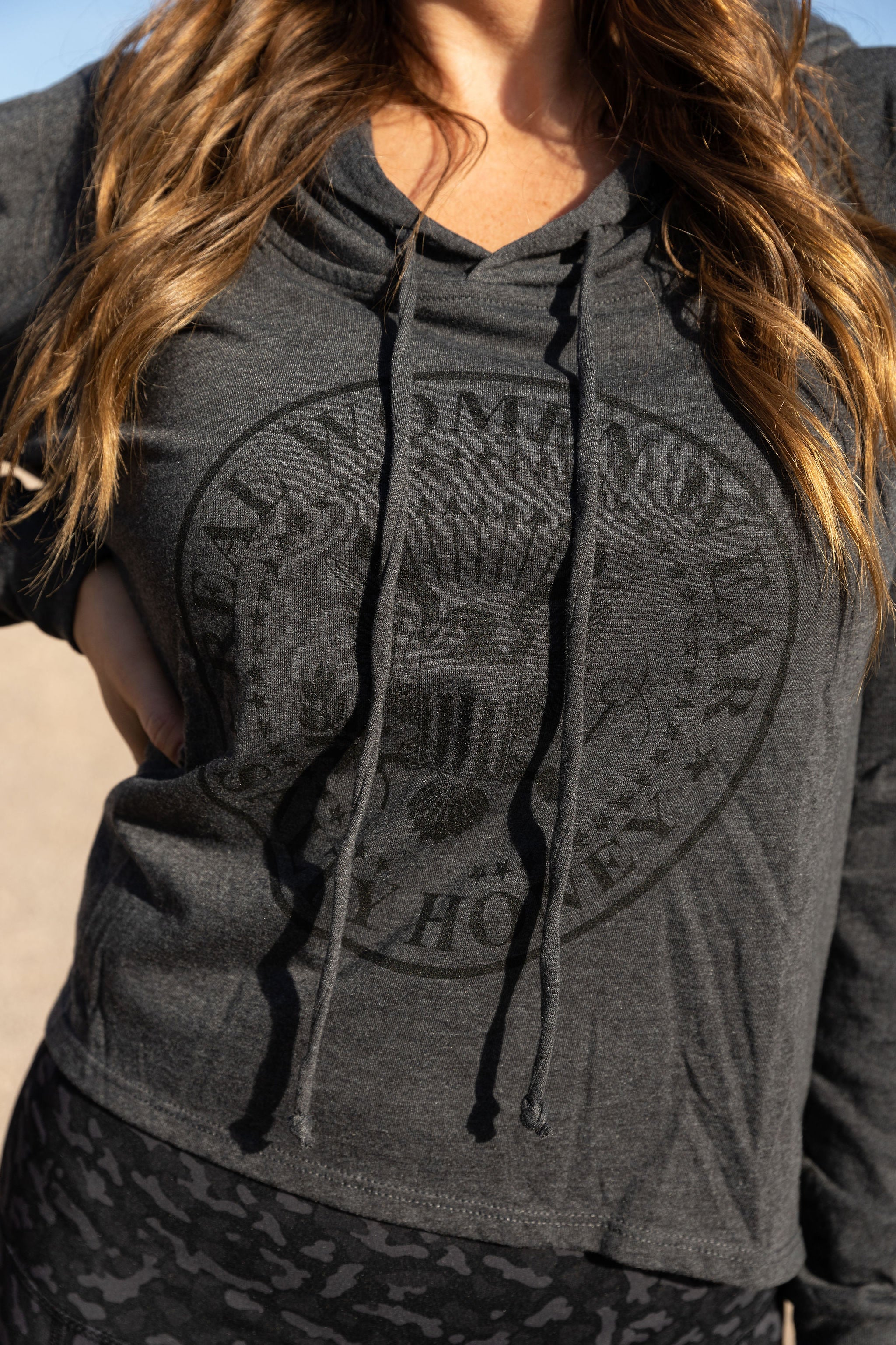 RAMONES hooded crop long sleeve GREY *SMALL only